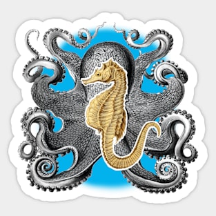 Seahorse and Octopus in the Ocean Sticker